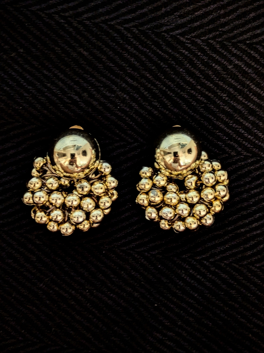 Vintage Studio C ~ 2-in-1 Convertible Gold Cluster Clip-On Earrings